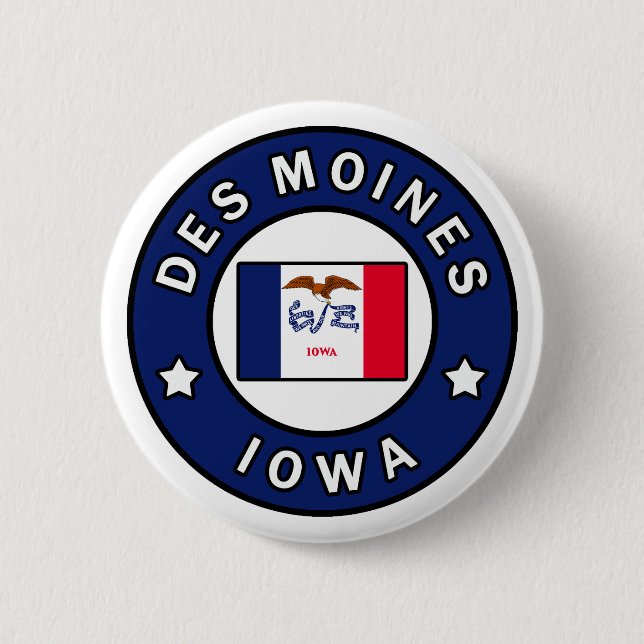 Des Moines Iowa 2 Inch Round Button (Front)