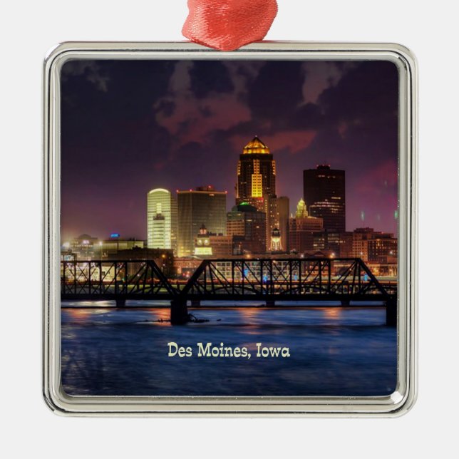 Des Moines, Iowa cityscape Metal Ornament (Front)