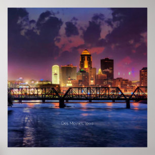 Des Moines, Iowa cityscape photograph Poster