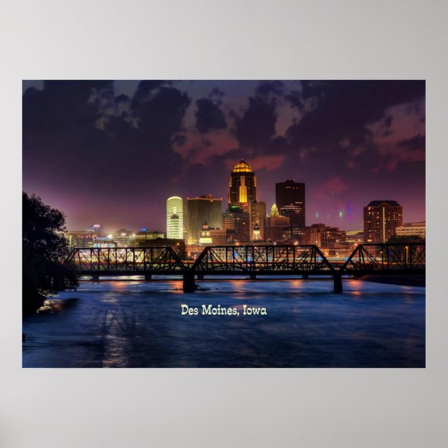 Des Moines, Iowa cityscape Poster (Front)