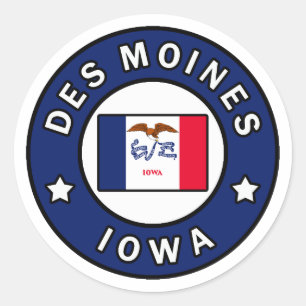 Des Moines Iowa Classic Round Sticker