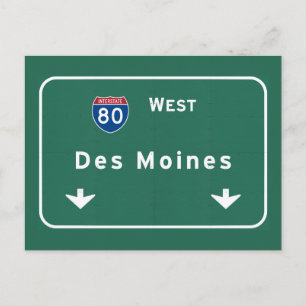 Des Moines Iowa ia Interstate Highway Freeway : Postcard