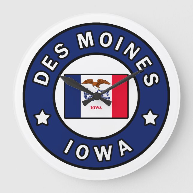 Des Moines Iowa Large Clock (Front)