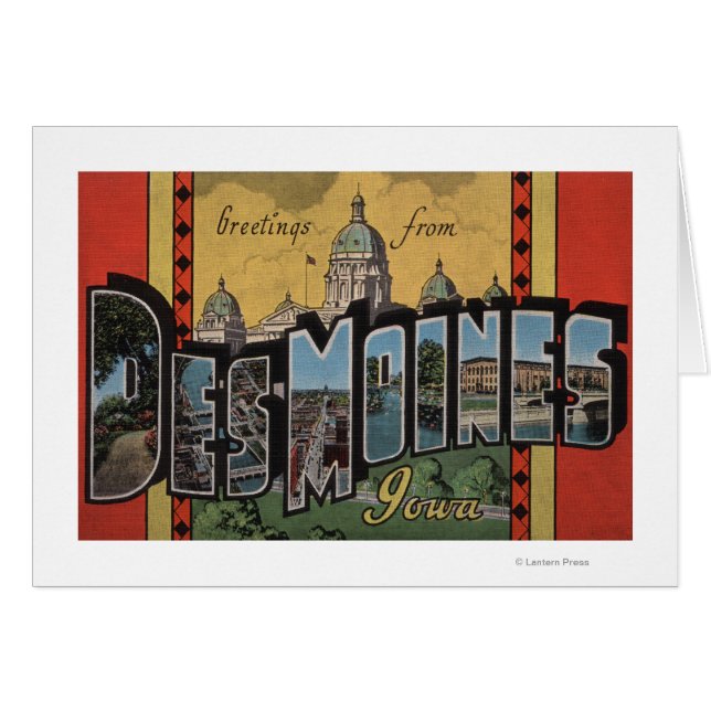 Des Moines, Iowa - Large Letter Scenes (Front Horizontal)