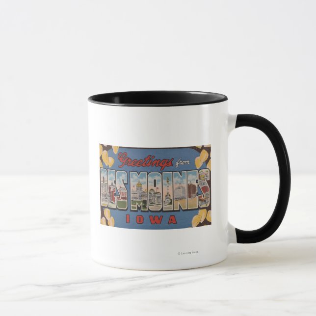 Des Moines, Iowa - Large Letter Scenes 2 Mug (Right)