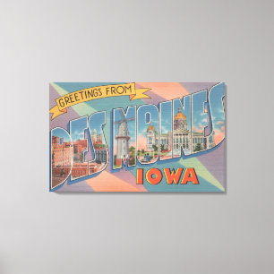 Des Moines, Iowa - Large Letter Scenes 3 Canvas Print