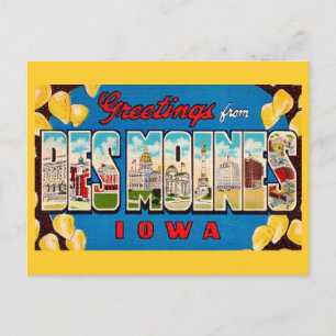  Des Moines Iowa Retro Postcard