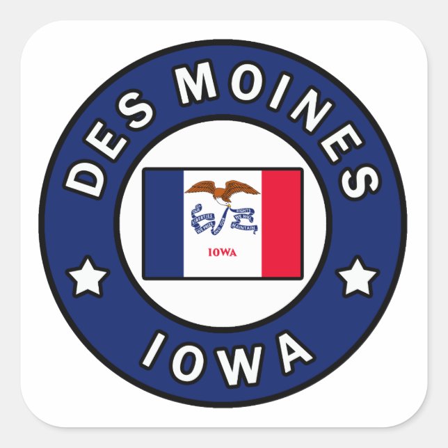 Des Moines Iowa Square Sticker (Front)
