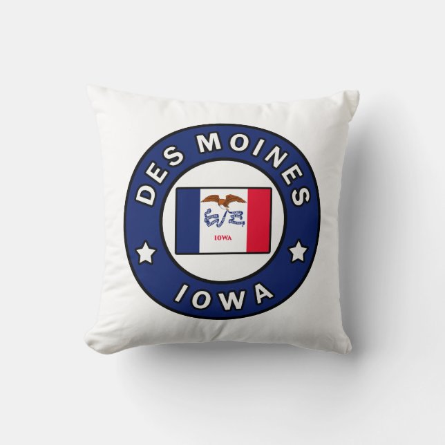 Des Moines Iowa Throw Pillow (Front)