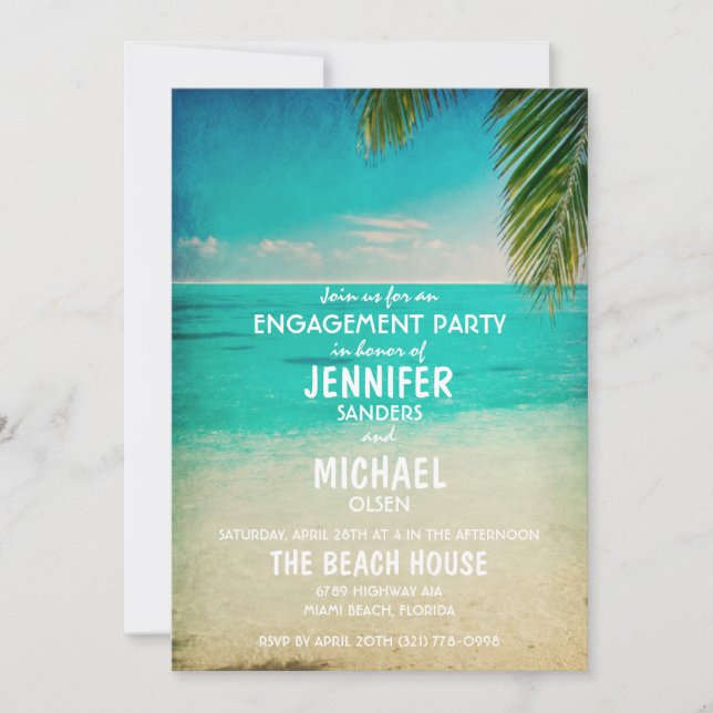 Des palmiers sur le Invitation du Beach Engagement (Devant)