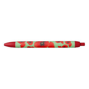 Des pavots rouges à croûte d'abeille. Stylo couleu