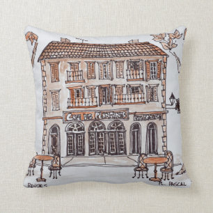 des platens, Place Paoli, L'Ile Rousse, Corsica Throw Pillow