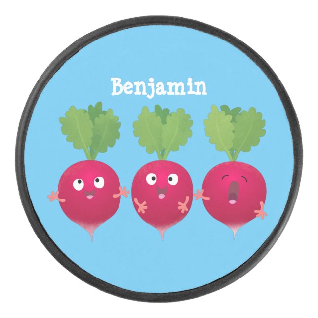 Des radis mignons chantant des légumes de dessin a (Devant)