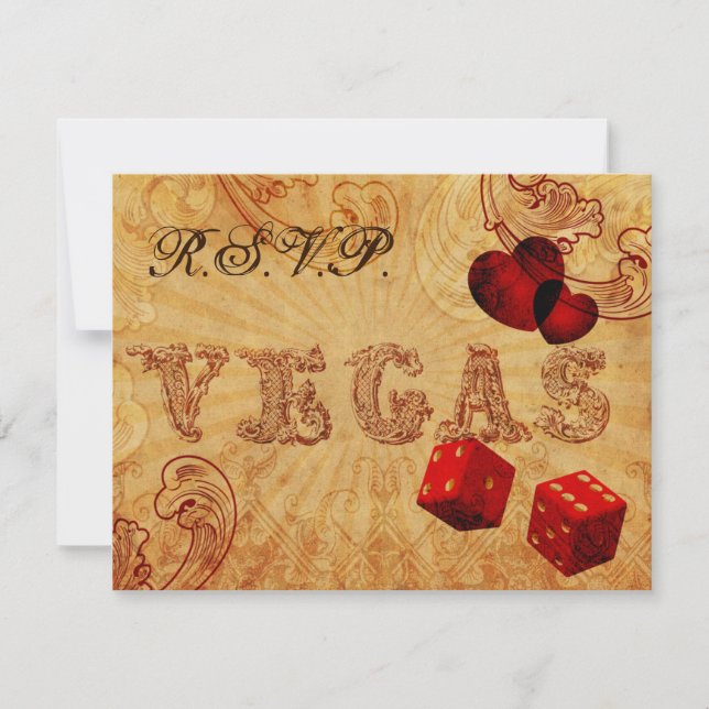 dés rouges Vintage Vegas mariage rsvp (Devant)