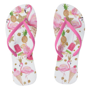 Des tongs de Flamant rose funky pour l'amoureux du