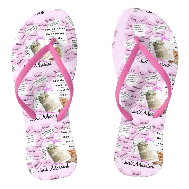 Des tongs de lune de miel rose et blanche mariés (Semelle)