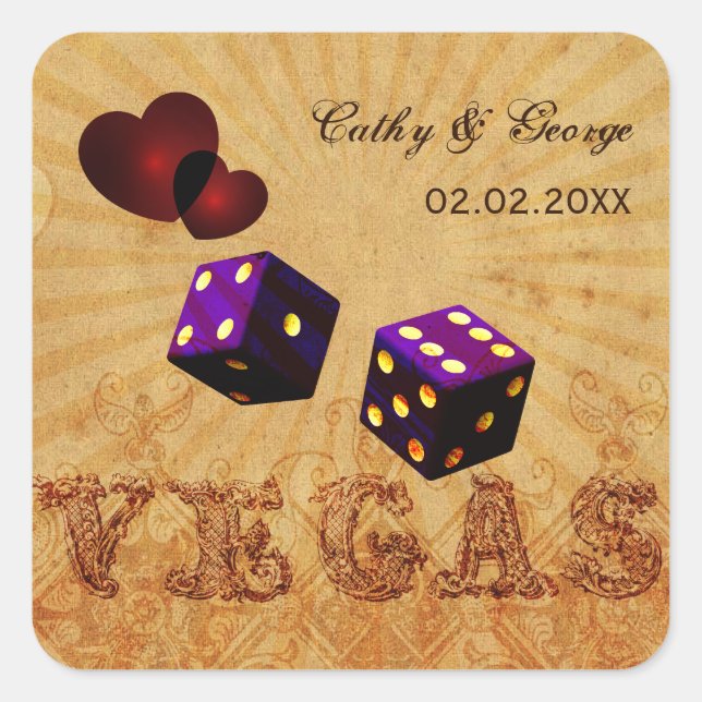 dés violets Vintages Vegas préférés autocollants (Devant)