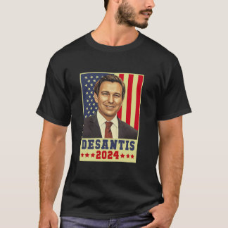 DeSantis 2024 Election Pop Art Vintage USA America T-Shirt