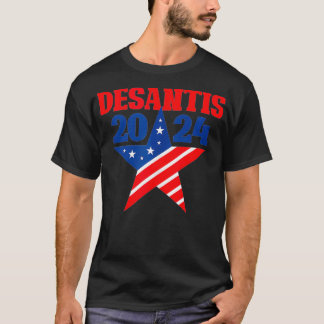 Desantis 2024 Florida Governor American Flag Star  T-Shirt