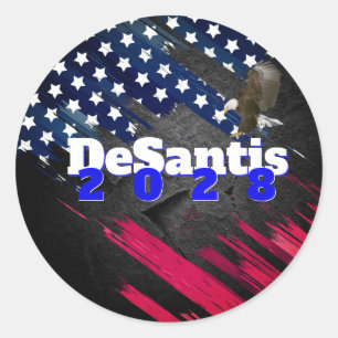 DeSantis 2028 on Flag Classic Round Sticker