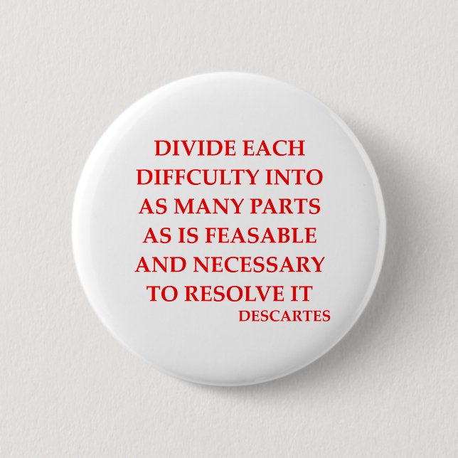 DESCARTES quote 2 Inch Round Button (Front)