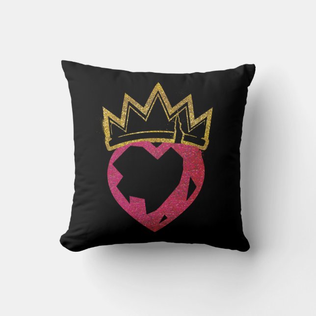 Descendants | Evie | Heart and Crown Logo Throw Pillow (Front)