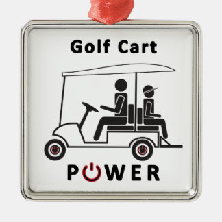 Descr-Golf Cart Power (Black with Red) Metal Ornament