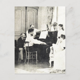 Descri??o Claude Debussy ao piano no ver?o de 1893 Postcard