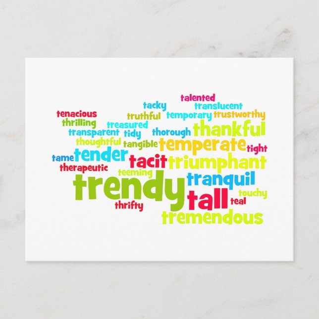 Describe yourself With Adjectives - T Postcard (Front)