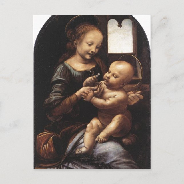Description Benois Madonna Leonardo da Vinci Oil o Postcard (Front)