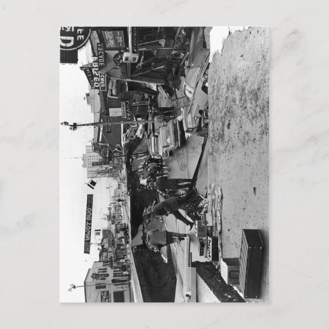 Description Damage to Fourth Avenue, en:Anchorage, Postcard (Front)