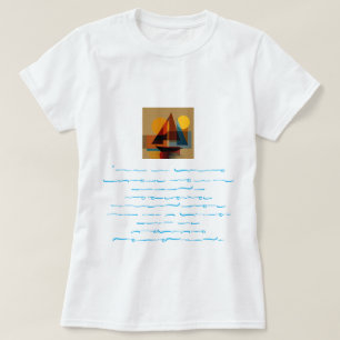 Description de T-Shirt Blanc Art Bateau Abstrait :