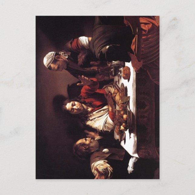 Description Michelangelo da Caravaggio Supper at E Postcard (Front)