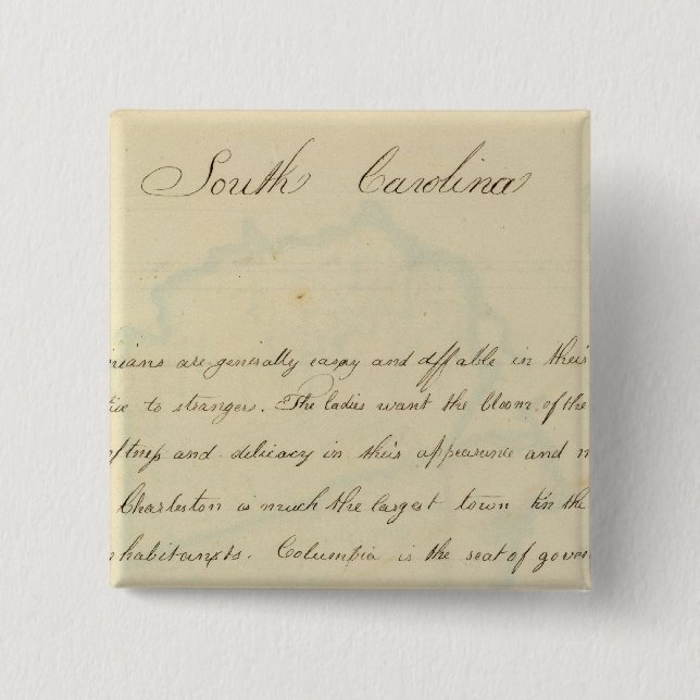 Description of South Carolina 2 Inch Square Button (Front)
