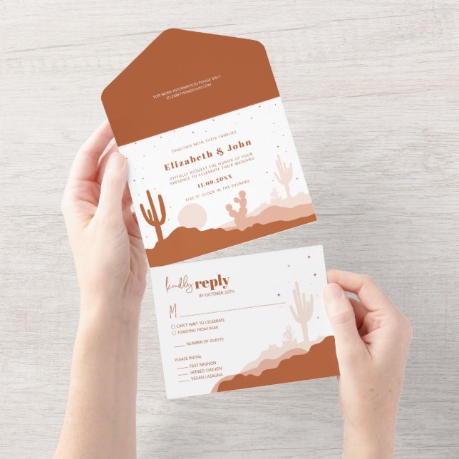 Desert All in One Wedding Invitation and RSVP Card (Tearaway)