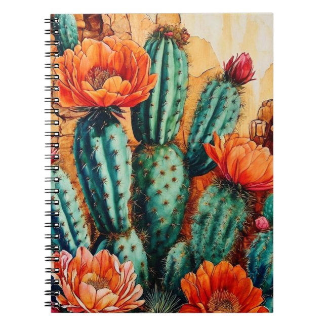 Desert Art | Flowering Cactus  | Notebook Journal (Front)