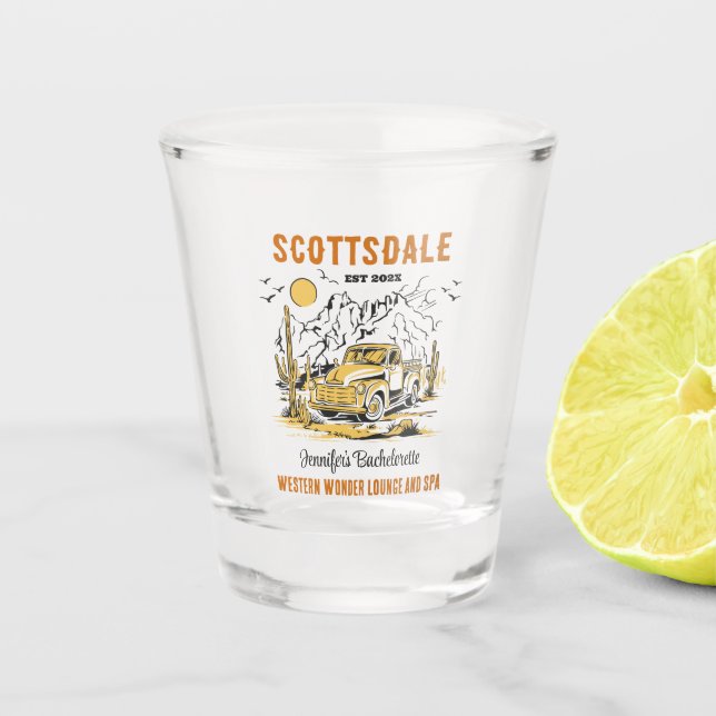 Desert Bachelorette Party Girls Weekend Custom Shot Glass (Front)