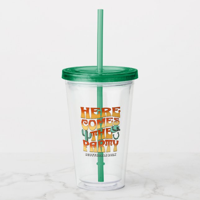 Desert Bachelorette Party Western Cowboy Groovy Acrylic Tumbler (Front)