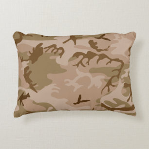 Desert Beige Brown Green Camo Camouflage Decorative Pillow