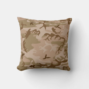 Desert Beige Brown Green Camo Camouflage Throw Pillow