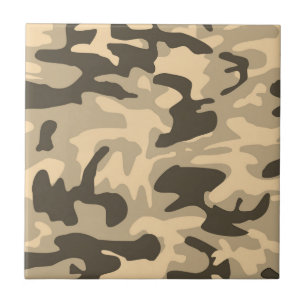Desert Beige Camo Camouflage Pattern Tile