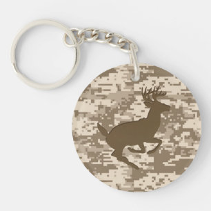 Desert Beige Digital Camouflage Deer Camo Pattern Keychain