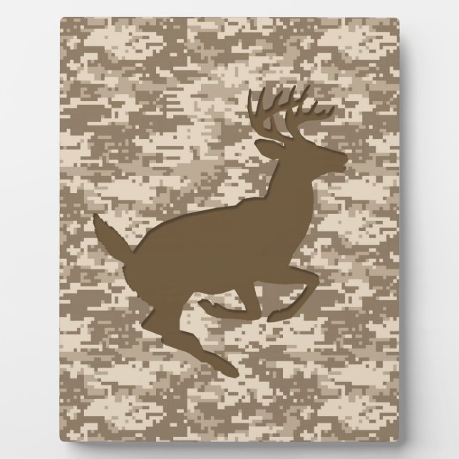 Desert Beige Digital Camouflage Deer Camo Pattern Plaque (Front)