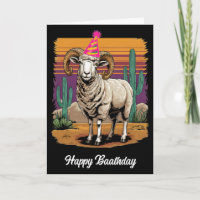 Desert big horn sheep & cactus cartoon neon hat