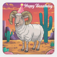 Desert big horn sheep & cactus cartoon