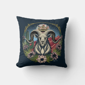 Desert Bighorn Nouveau Throw Pillow