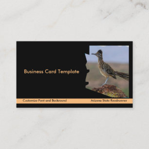 Desert Bird Roadrunner Arizona State Map  Business Card