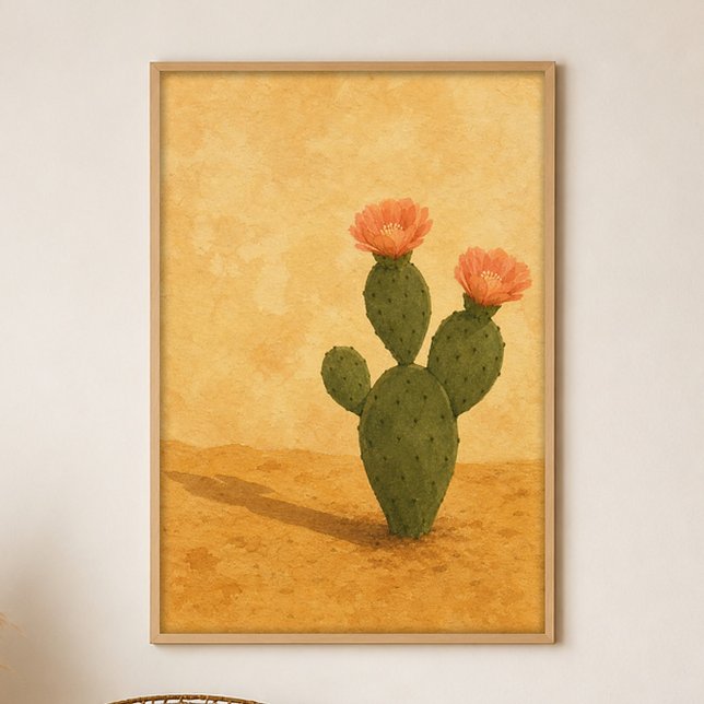 Desert Bloom Gouache Boho Art Poster (Shown framed for scale. Poster ships unframed; frames are an optional add-on.)