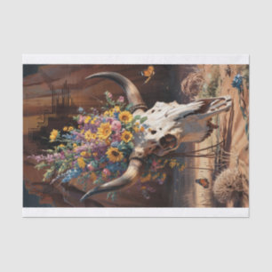 Desert Bloom Memorial, Longhorn Skull & Wildflower Tissue Paper