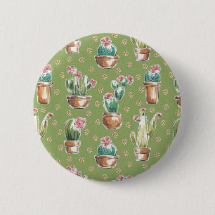 Desert Bloom Step   Green Pattern 2 Inch Round Button